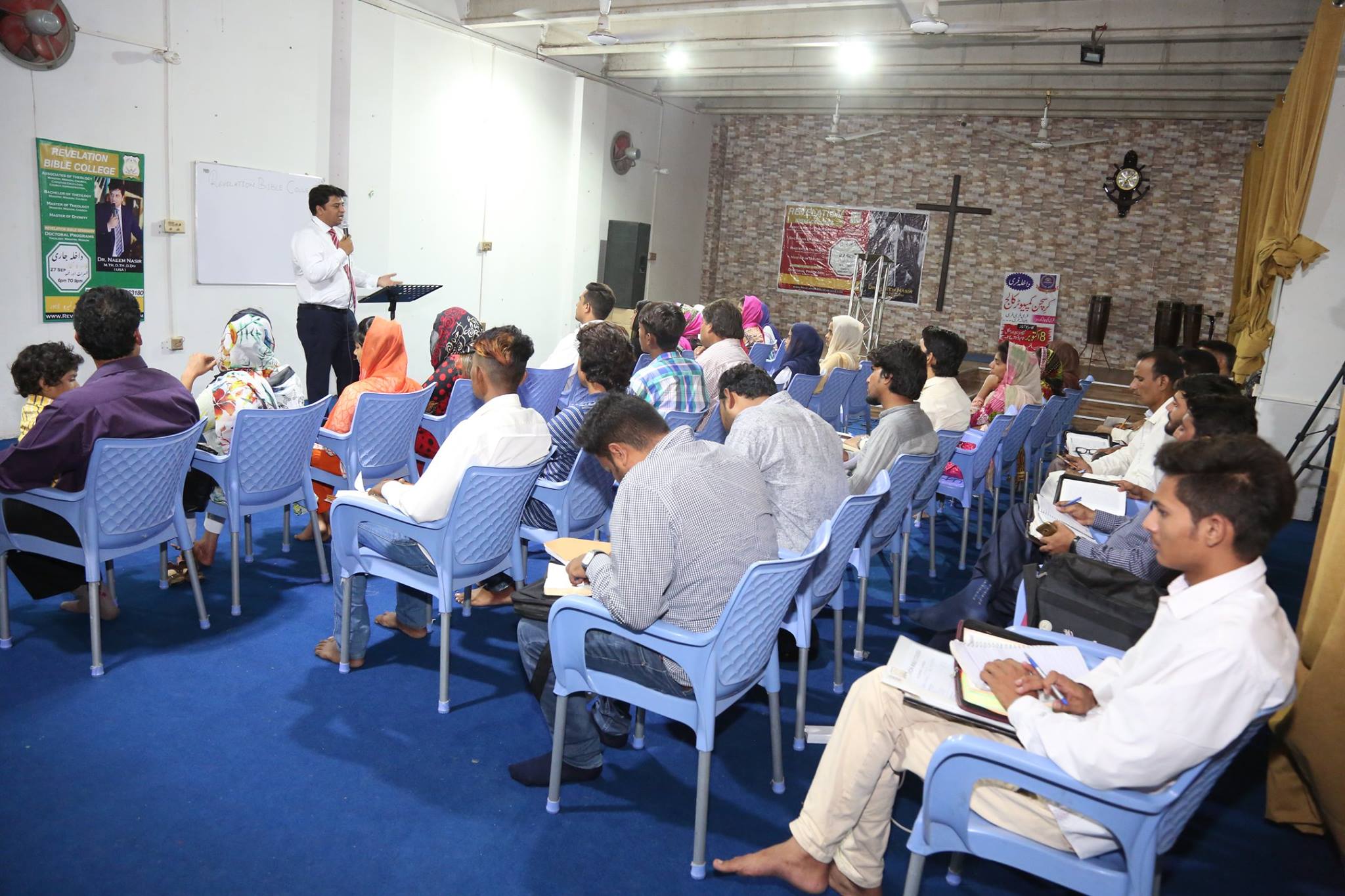 Rev. Dr. Naeem Nasir teaching in class at Revelation Bible College & Seminary Pakistan